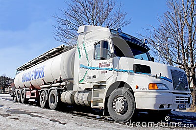 Volvo NH12 420 Conventional Cab Tanker Truck at Spring Editorial Stock Photo